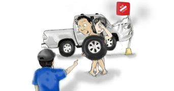 Naked couple crashes pickup into traffic signpost .